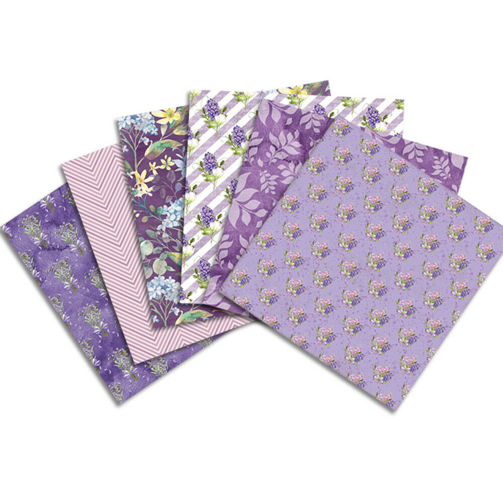 12X 12" Paper Pad Purple Flower Scrapbooking Junk Journal Album Card Making DIY