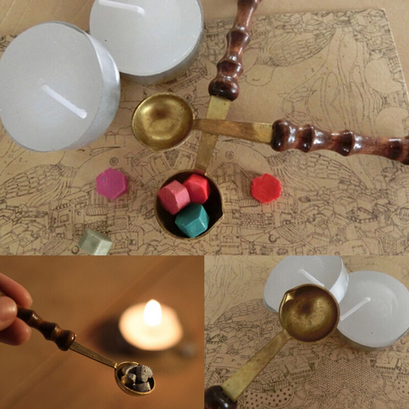 Brass & Wood Spoon For Melt Wax Melted Dissolve Wax Seal Stamp Envelope Cr.l8