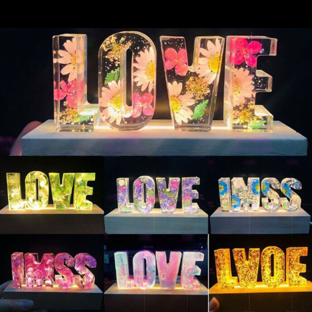 Letter Mould Small Night Light Base Stand Set DIY Epoxy Making Mould Decoration