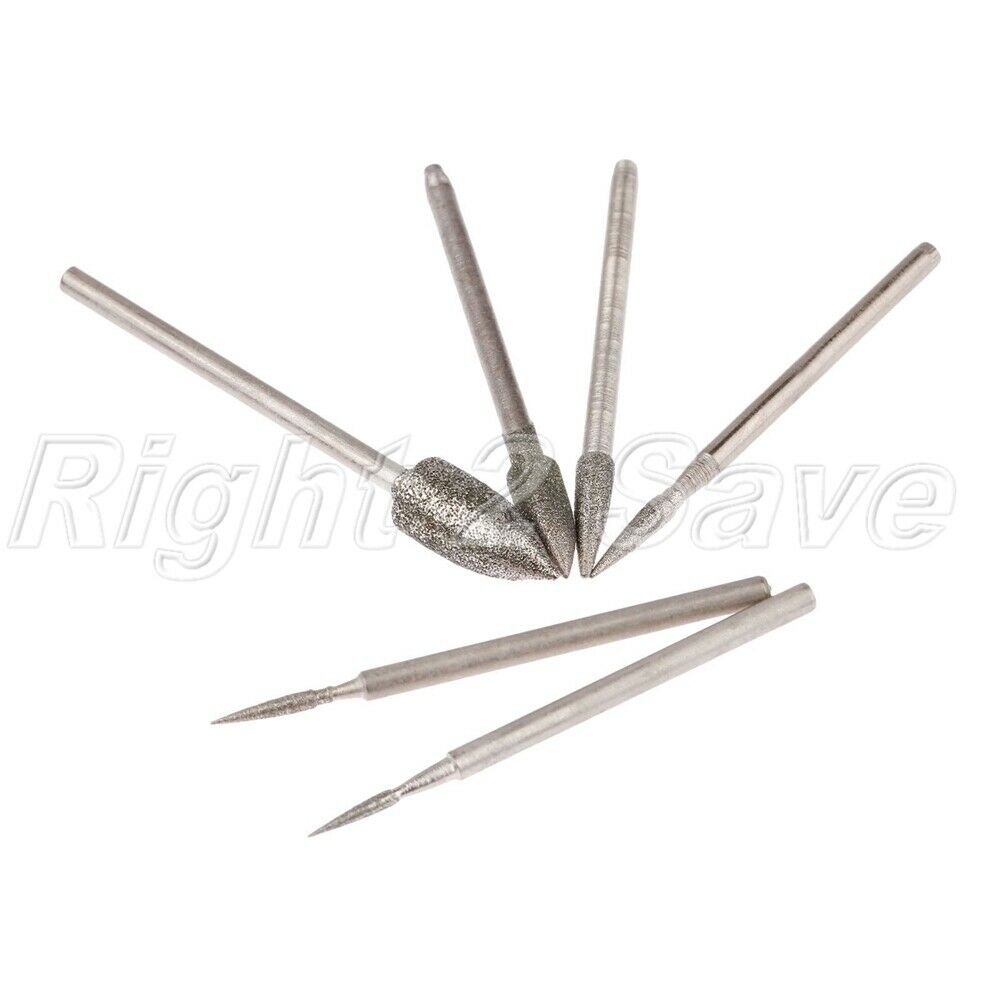 6pcs/set Diamond Coated Polishing Burr Head Needle Grinding Jade Stone Metal Kit
