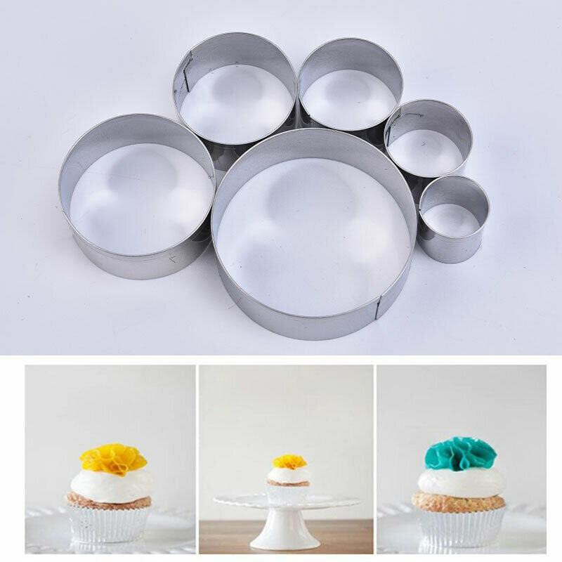 6pcs round Shape Mold Mousse Ring Mold Stainless Steel Cake Cutter Bake w.l8