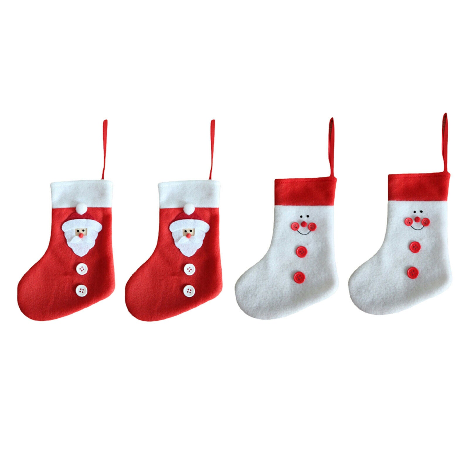4PCS Classic Red and White Felt Christmas Stockings Xmas Hanging Decoration