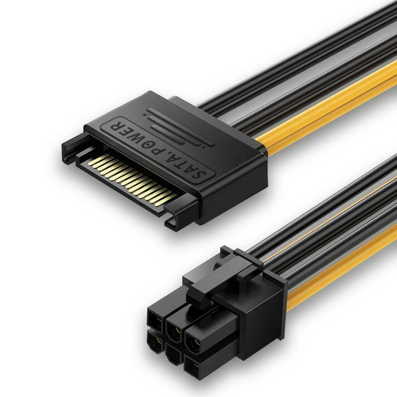 SATA 8-Inch 15-Pin to 6-Pin PCI Express Card Power Cable Adapter