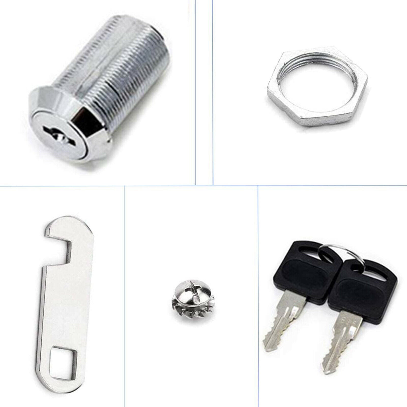 4 Pack Zinc Alloy 30mm 1-1/8 Inch Cam Lock Set Secure File Drawer RV Locks