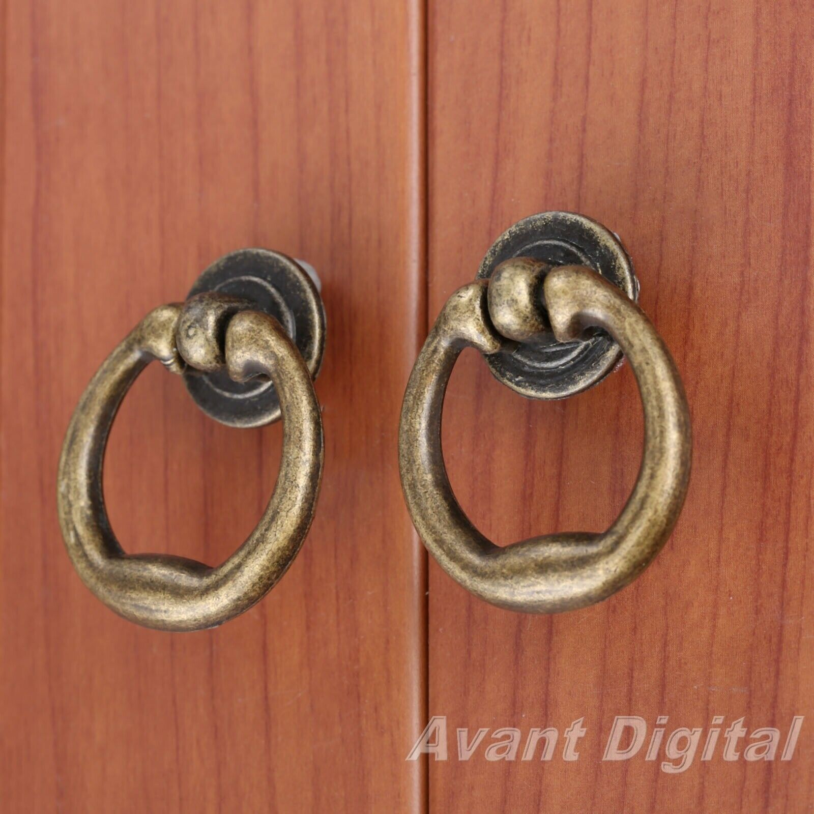1Pc 46*36MM Cabinet Kitchen Drawer Door Knob Retro Bronze Tone Ring Pull Handle
