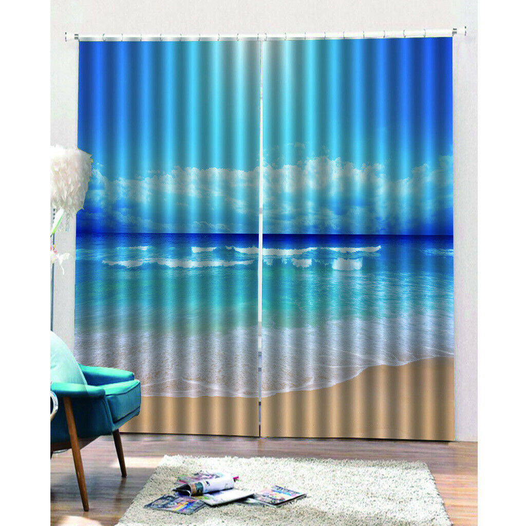 Seaside Scenery Landscape Blackout Curtains for Living Room Style-3