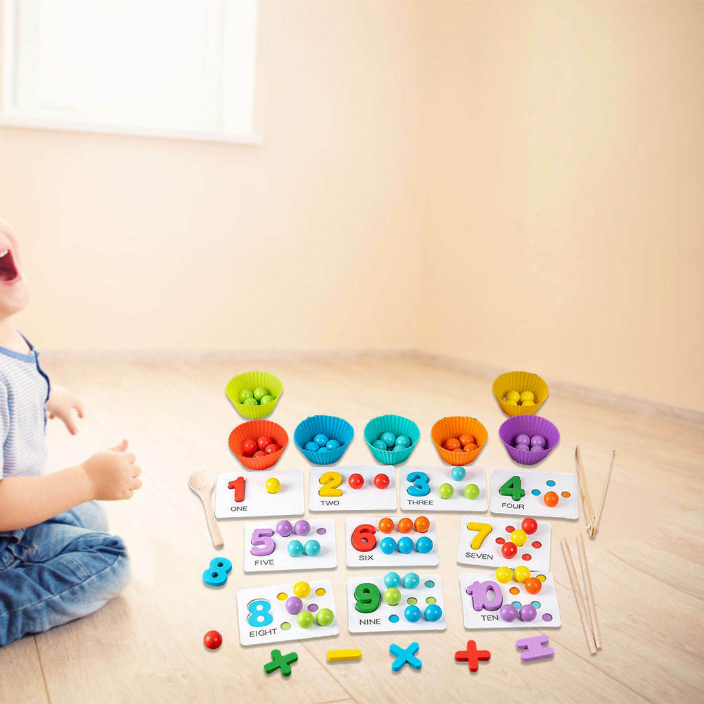 Clip Bead Hands Brain Training Wooden Digital Durable for Activities Toddler