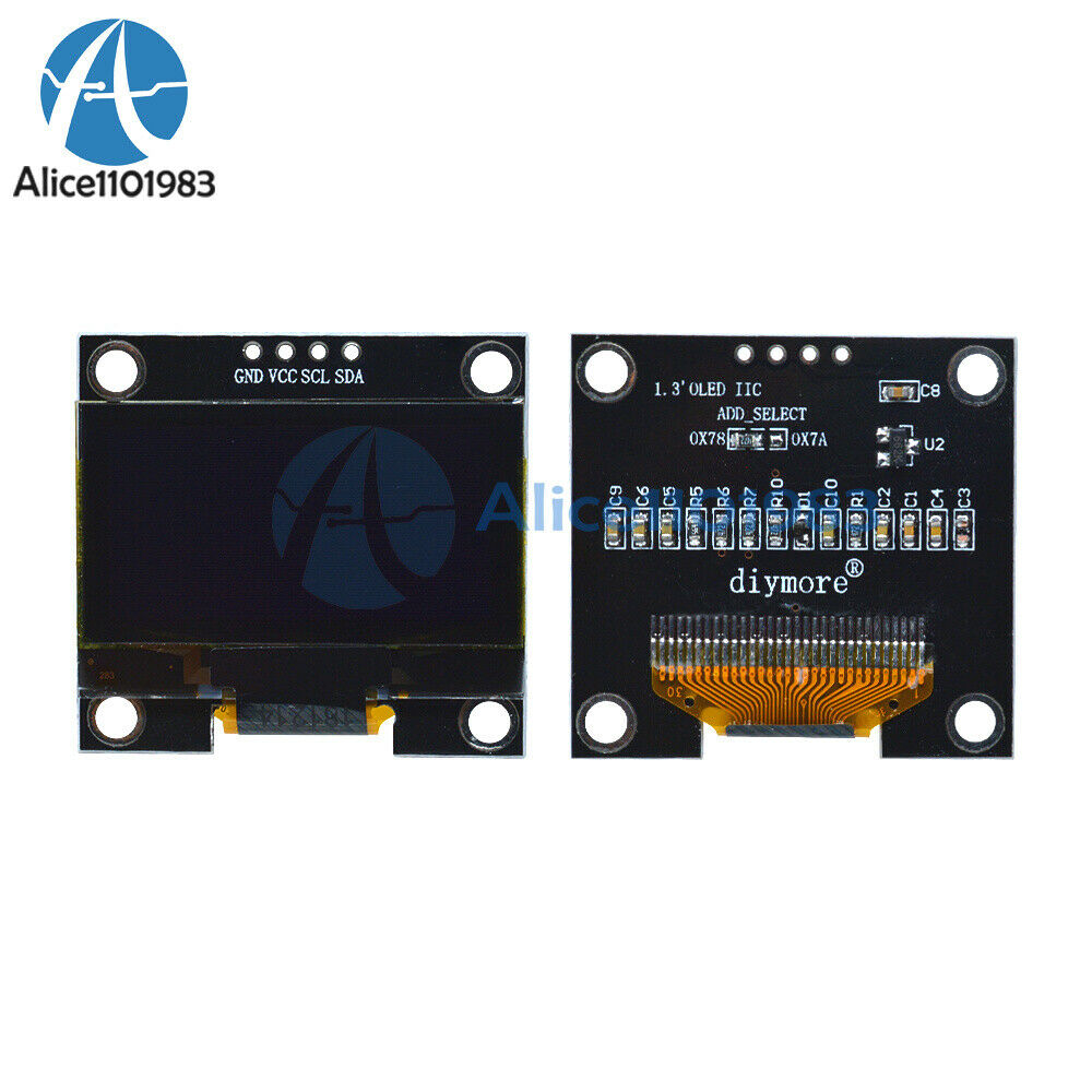 2PCS 1.3" White OLED 4PIN Display Module IIC I2C Interface 128x64 for Arduino