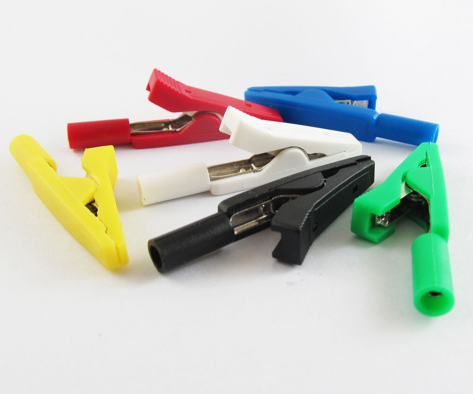 6pcs Full Insulated Alligator Clip to 2mm Banana Female Test Adapter 6 Colors