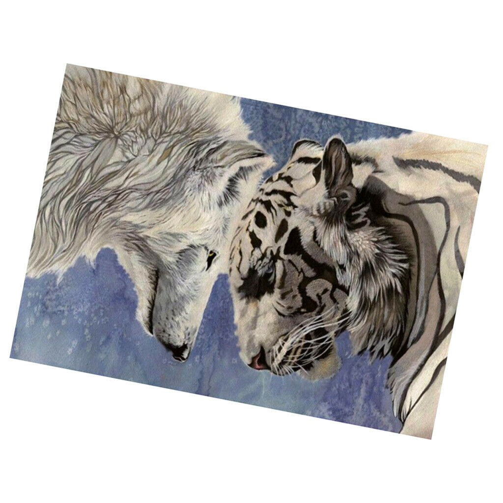 DIY 5D Diamond Painting Cross Stitch Kit Tiger and Wolf Picture Mosaic Crafts