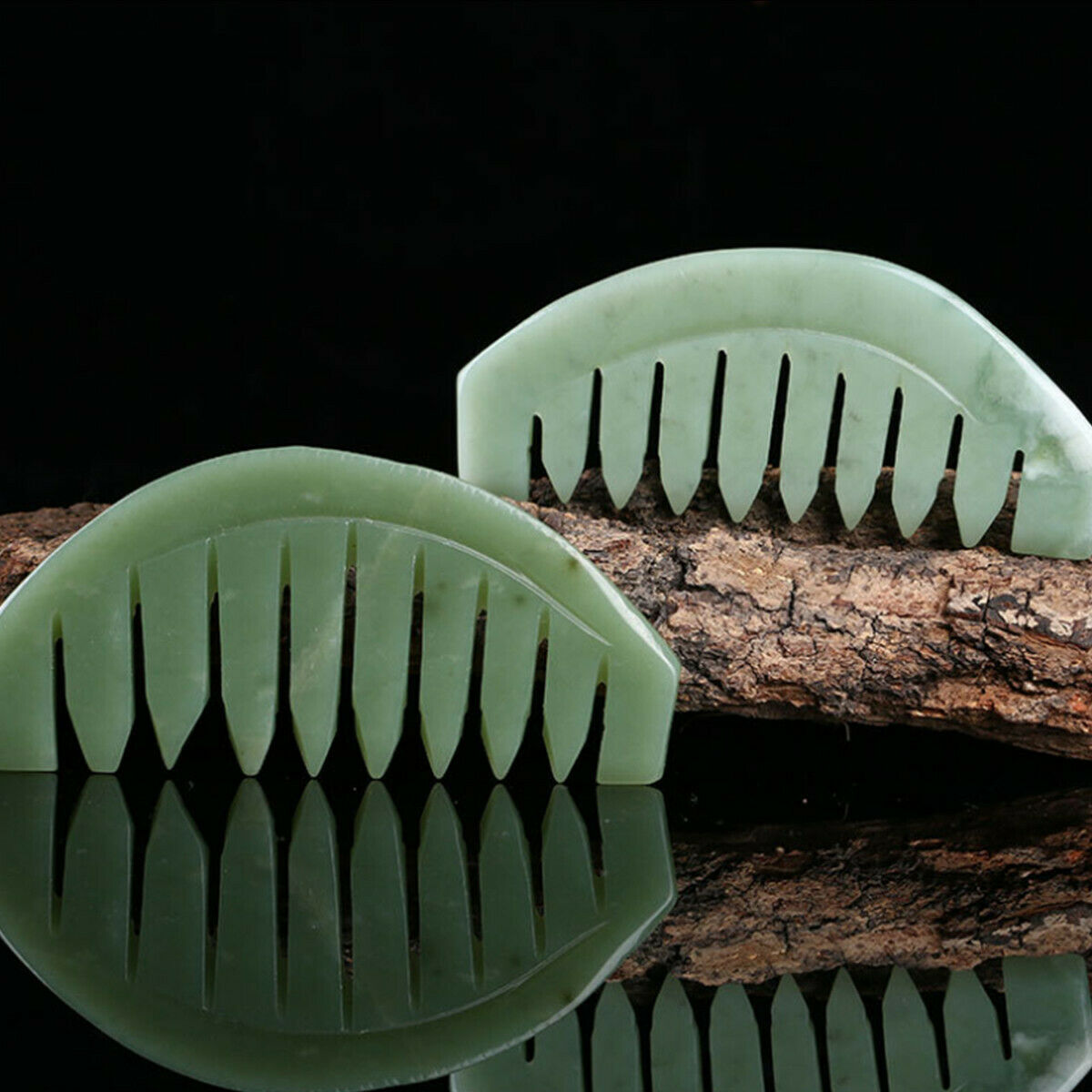 1pc Acupuncture Head Therapy Gua Sha Board Comb Natural Jade Comb Massage Tool