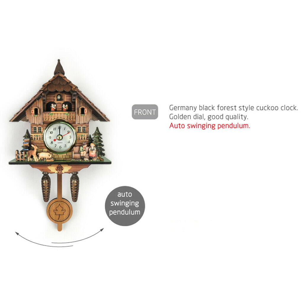 Cuckoo Clock Wood Hanging Pendulum Swing Watch Time Home Bedroom Decor Gift