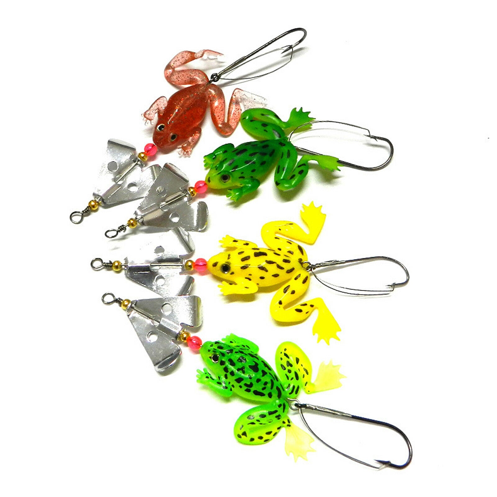 4Pcs/Lot Soft Rubber Frog Bass Bait Spinner lures CrankBait Tackle Fishing Lures