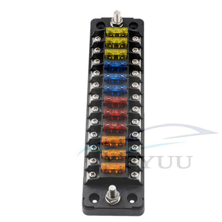 12Way DC12V-32V Circuit Blade Block Holder w/ Screw Nut Terminal Fuse Box Holder