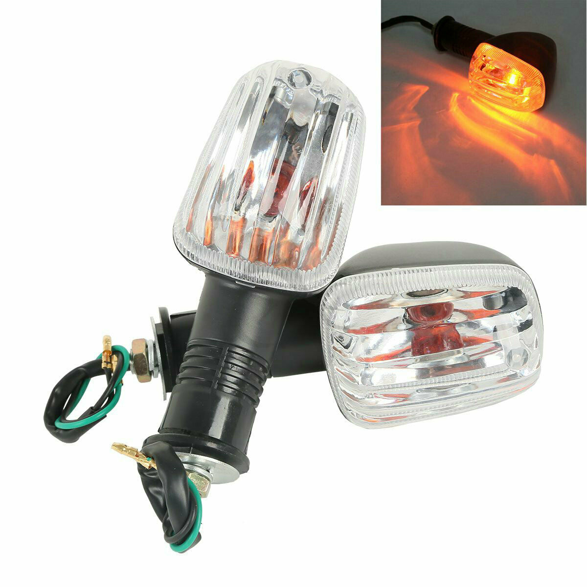 Turn Signal Indicator Light Clear Lens Amber LED For Suzuki GSX-R400 GSXR 400
