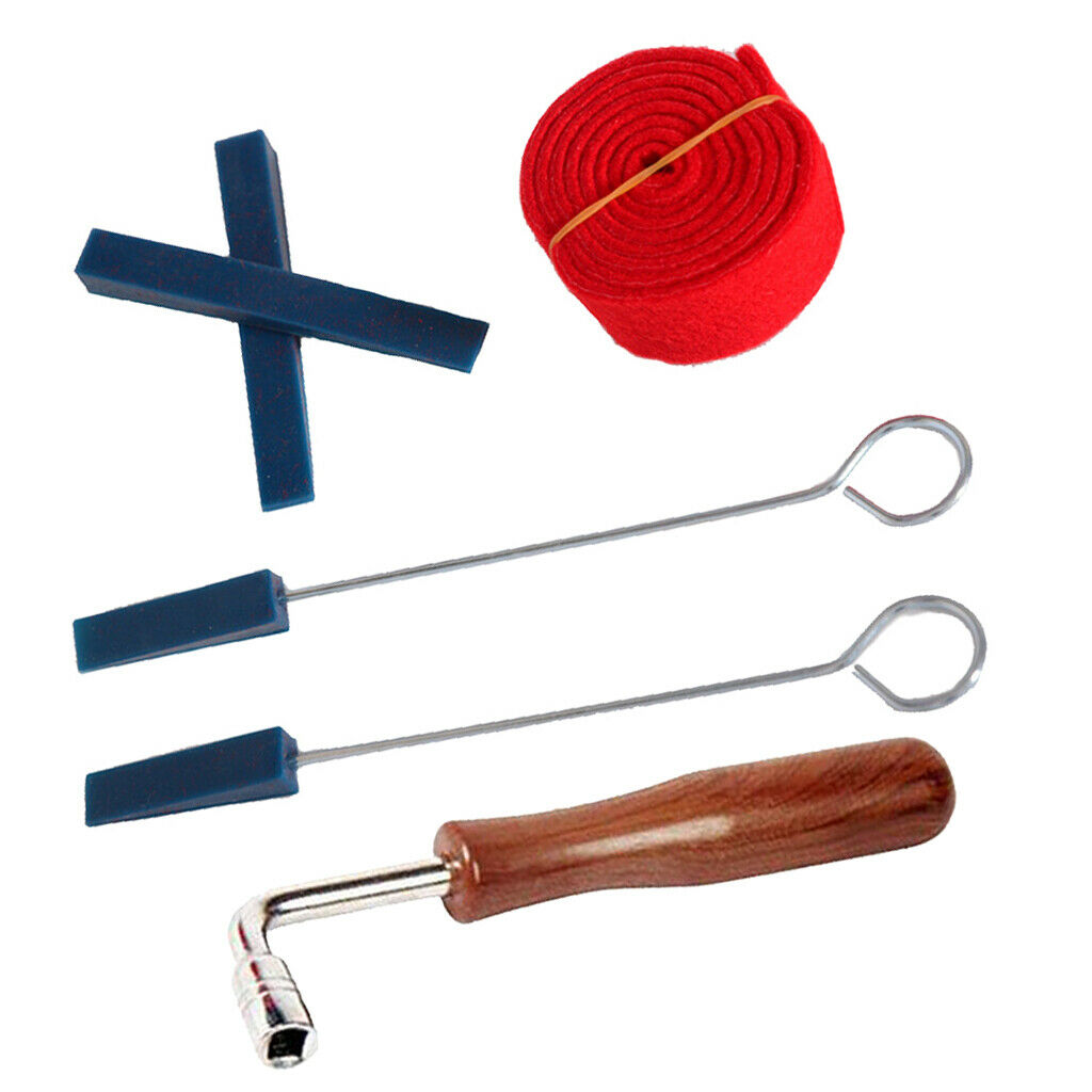 Set of 6 Rubber Mute+Wrench+Temperament Strip DIY for Grand/Upright Piano Tuning
