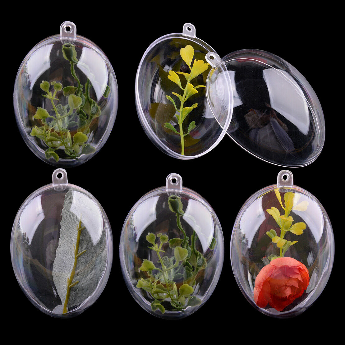 10x Clear Fillable Egg Candy Box Christmas Bauble Tree Ball Ornament Decor Sale