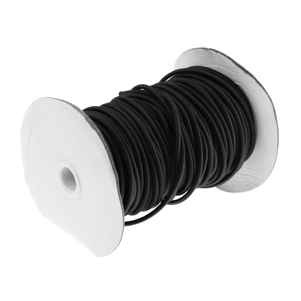 4mm Elastic Bungee Rope Marine Shock Cord - Tie Down Roof Racks 50m Black