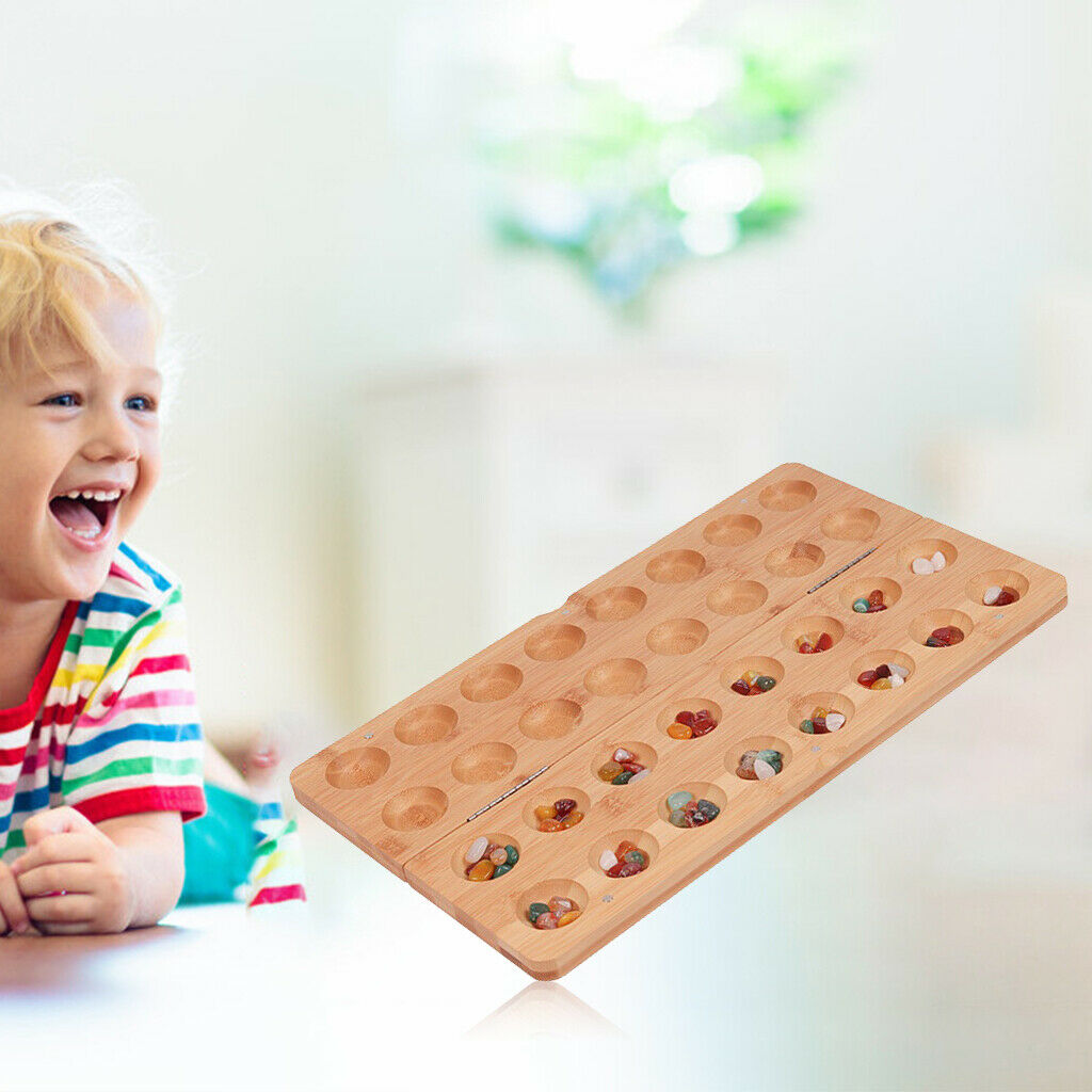 Mancala Board Game - Bamboo Folding Mancala Game - 2 Player Game for Friends and