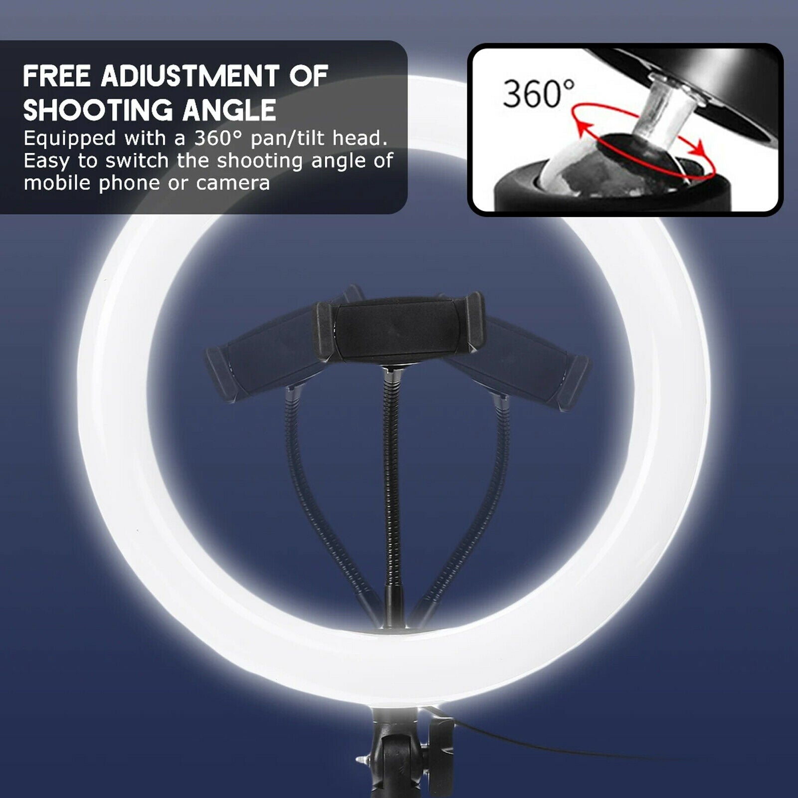 10'' USB Portable Dimmable Makeup Live Selfie Phone Holder LED Ring Light Lamp