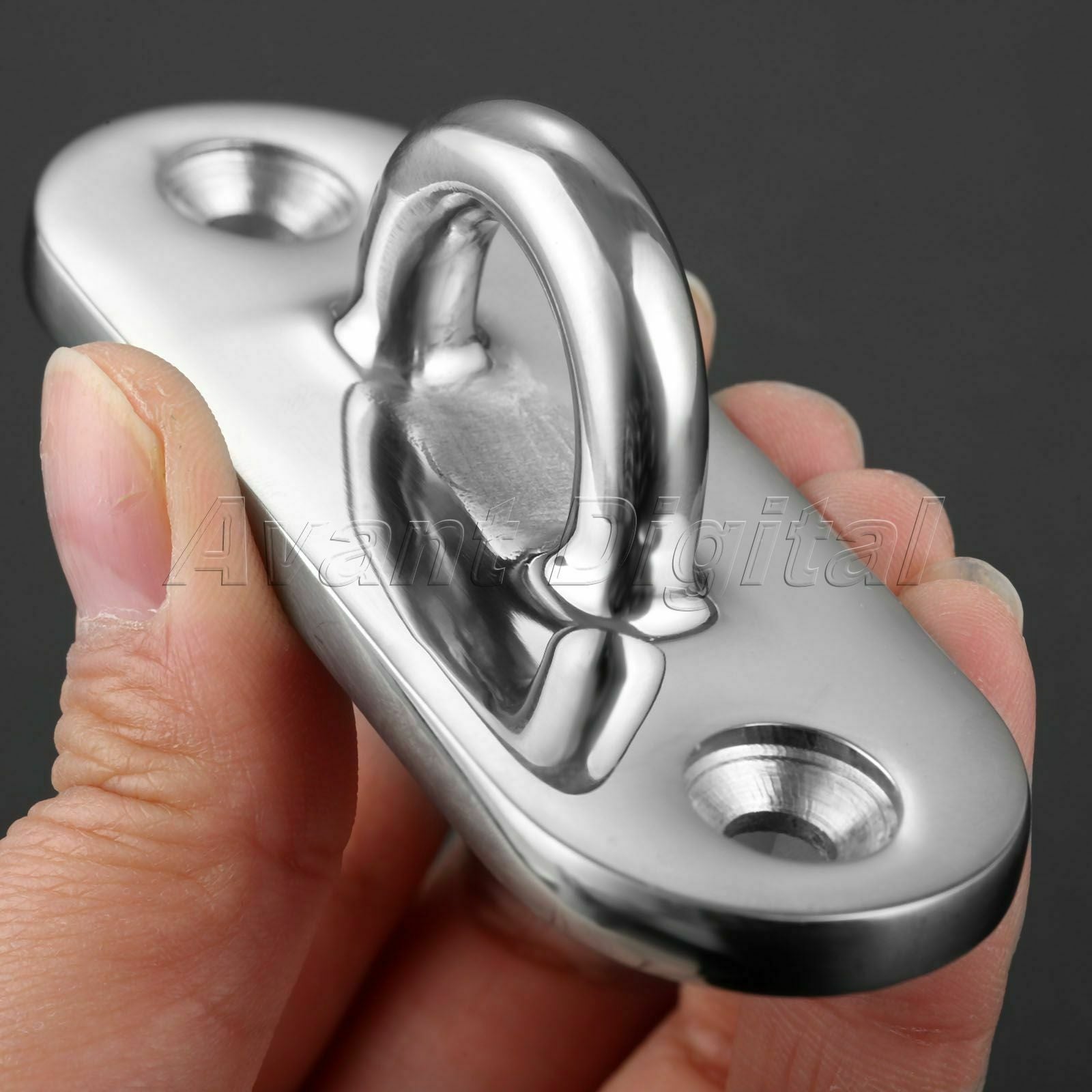1 Stainless Steel Oval 6mm Oblong Pad Eye Plate Eye Hook For Sailing Marine Boat