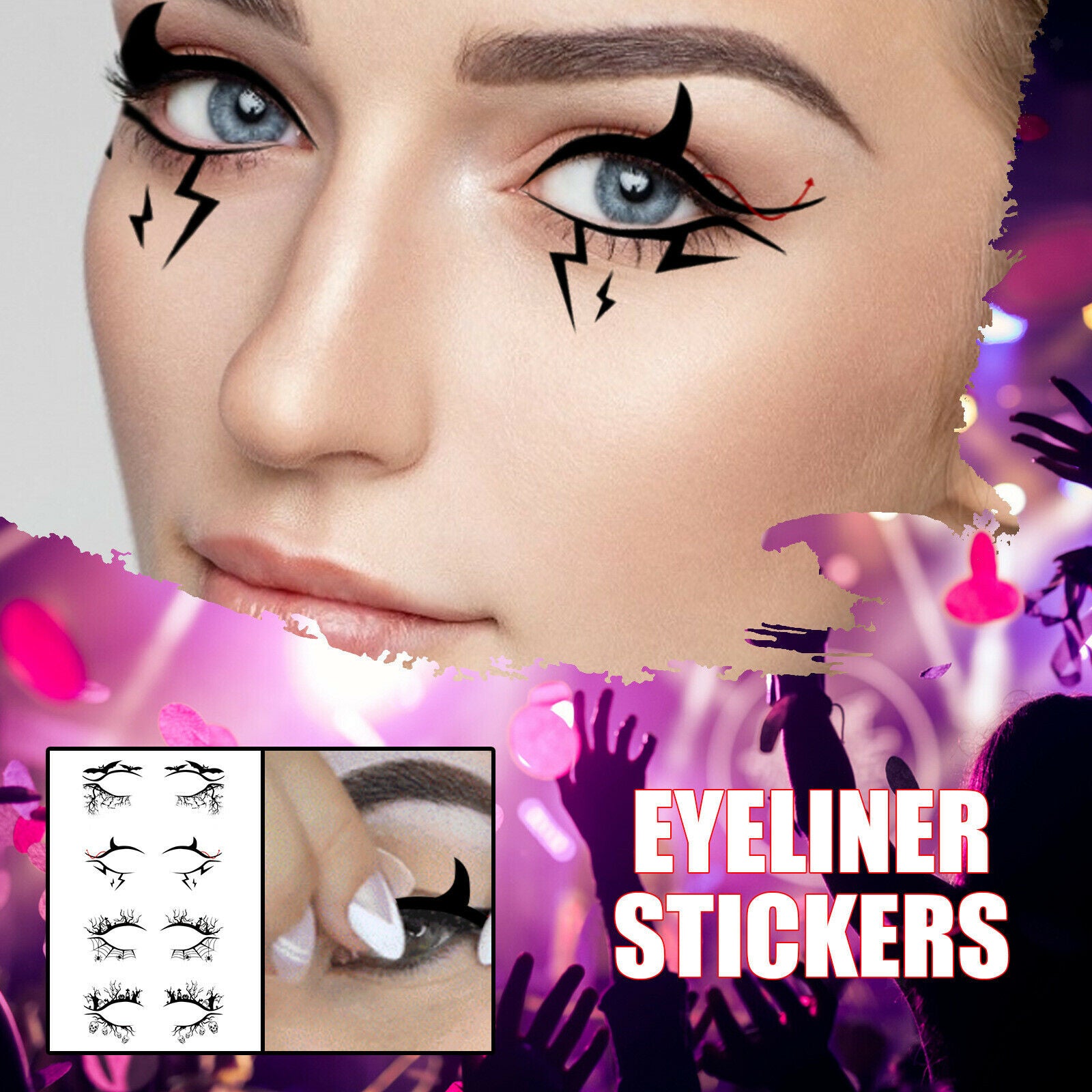 1 Sheet Halloween Eye Shadow Eyeliner Cosmetic Stickers for Stage Decoration