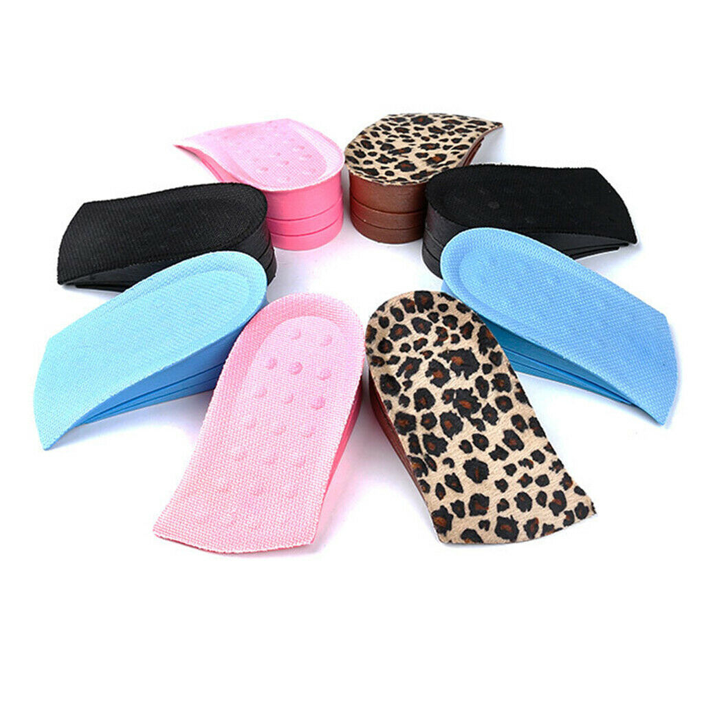 1 Pair PVC Height Increase Lift Insoles Cushion For Men Women Leopard Print