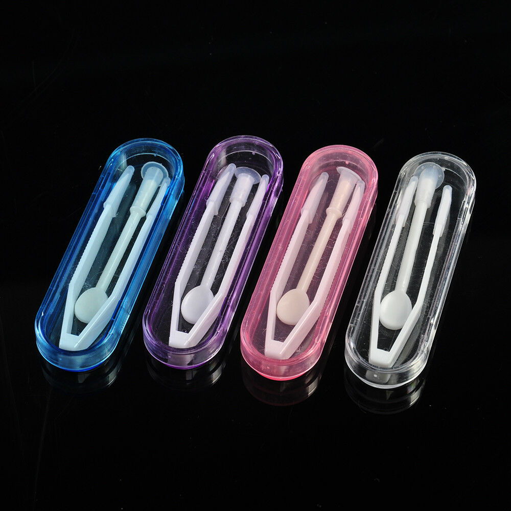 2 Boxes Contact Lens Tweezers Stick Inserter Remover Soft Tip Storage Case Set