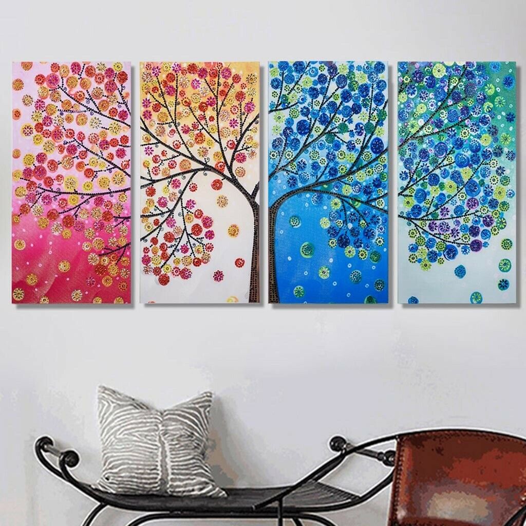 4pcs Seasons Tree Special Shape Diamond Painting Cross Stitch Painting Kits