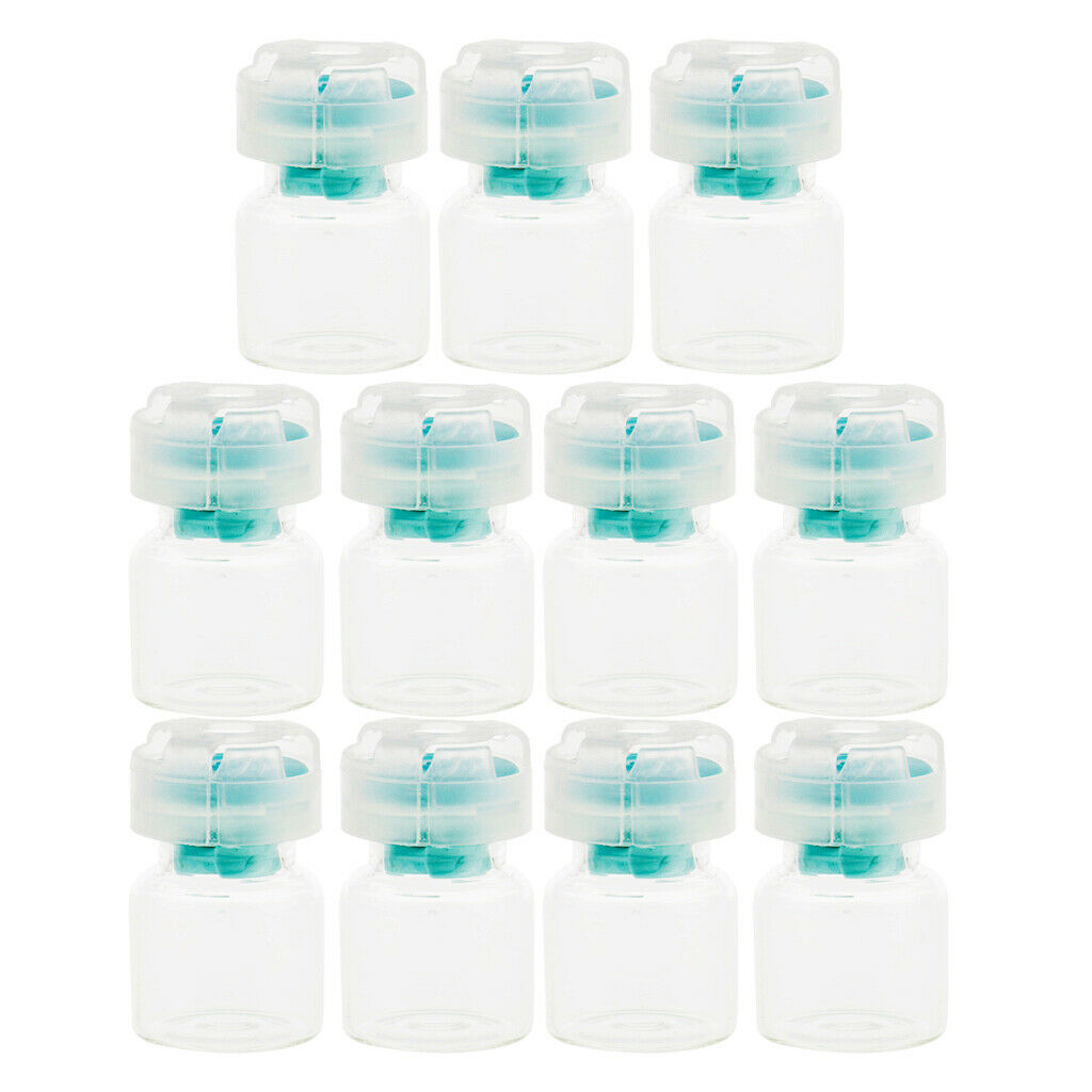 Lots 10pcs Empty Clear Glass Dram Bottles Vials With Black Screw   Blue  3ml