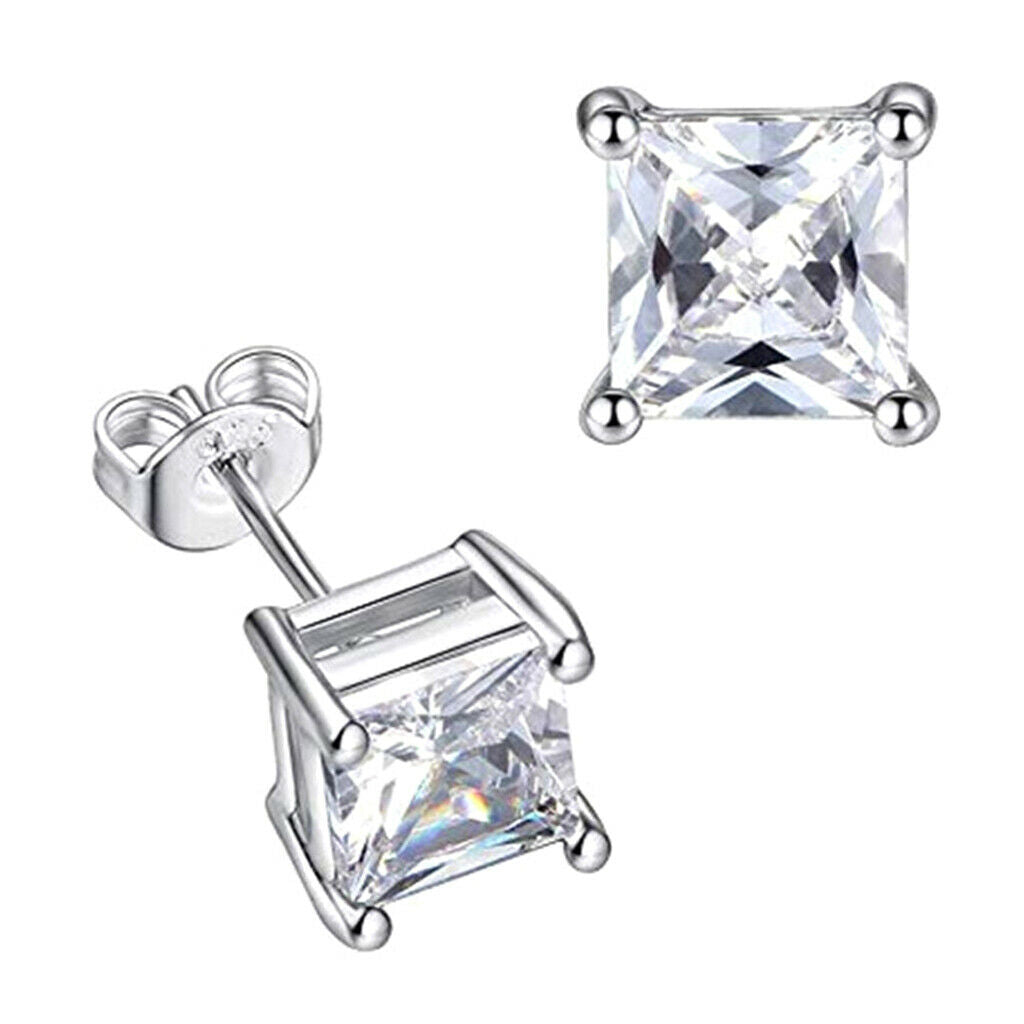 1Pair Square Stud Earrings Women Men Cubic Zirconia Crystal Stud Earrings Trendy