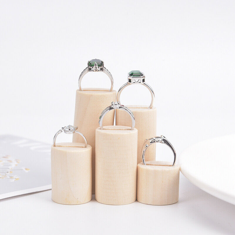 5 Pcs Wooden Ring Jewelry Display Rack Organizer Stand Cone Shape Ring Holder
