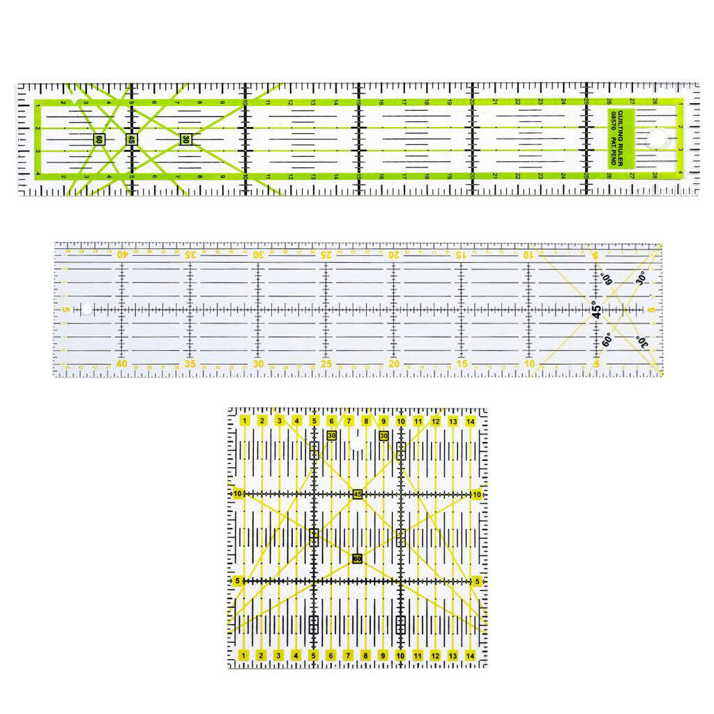3pcs Acrylic Square Rectangle Square Quilting Drawing Patchwork Sewing Rulers