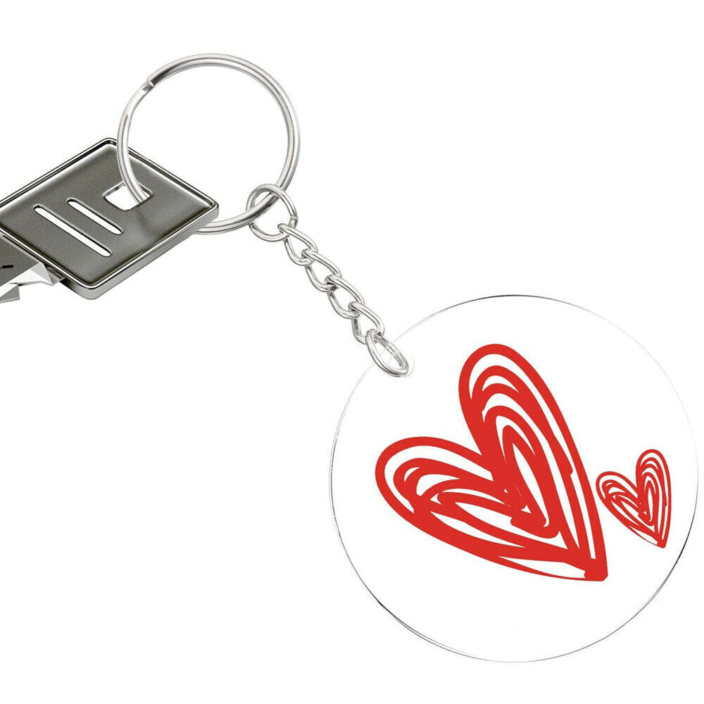 30X 2'' Round Acrylic Keychain Blanks + Metal Split Key Chain Circle Rings Xmas