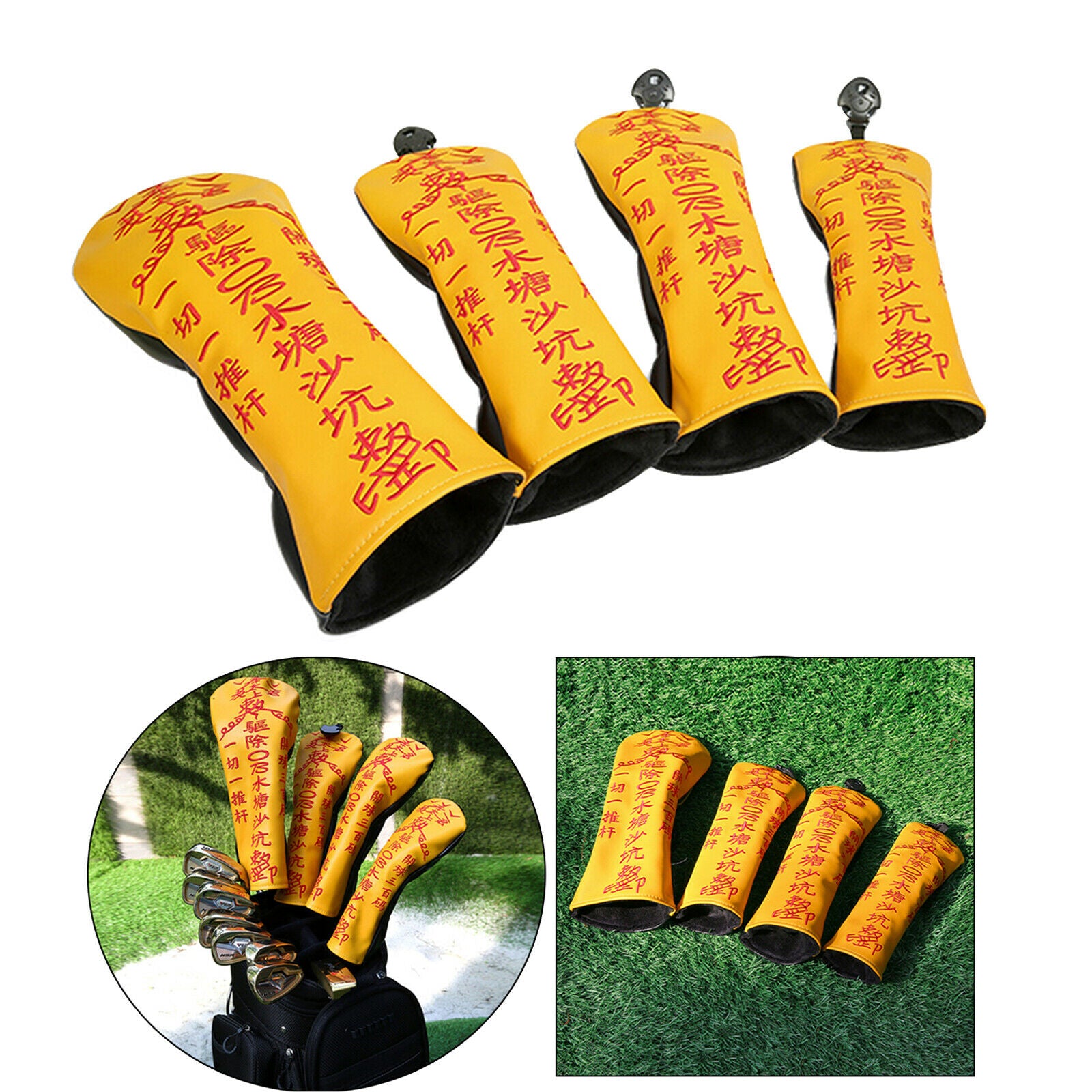 4x Driver Wood Headcover Waterproof Golf Club Cover Long Neck for Hybrid