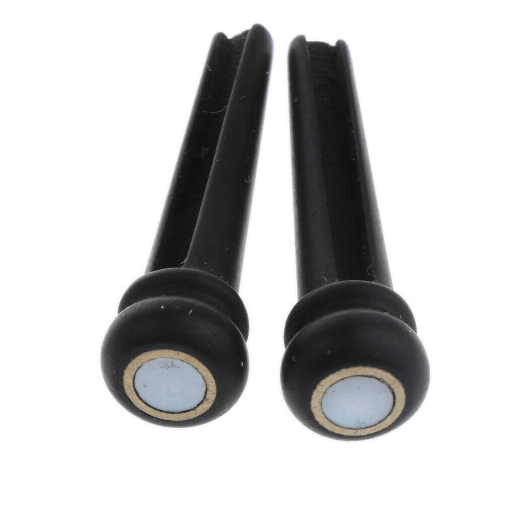 Ebony Bridge Pins Shell Dot Inlay + Bridge Slotted Saddles Nuts for Guitar