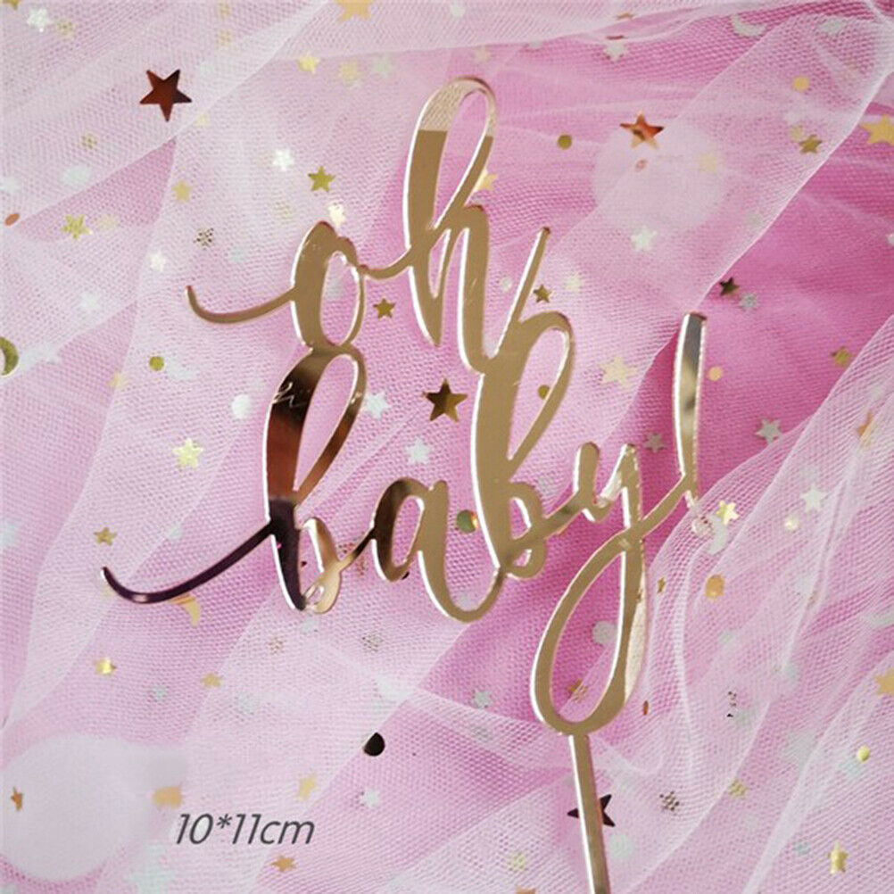 Oh Baby Pattern Happy Birthday Acrylic Cake Topper Babyshower Cupcake Topp.l8