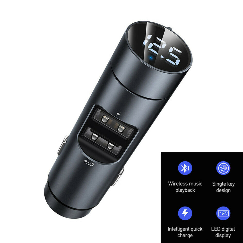 Car FM Transmitter Dual USB Charger Music MP3 Player Adapter Volume Adjustment
