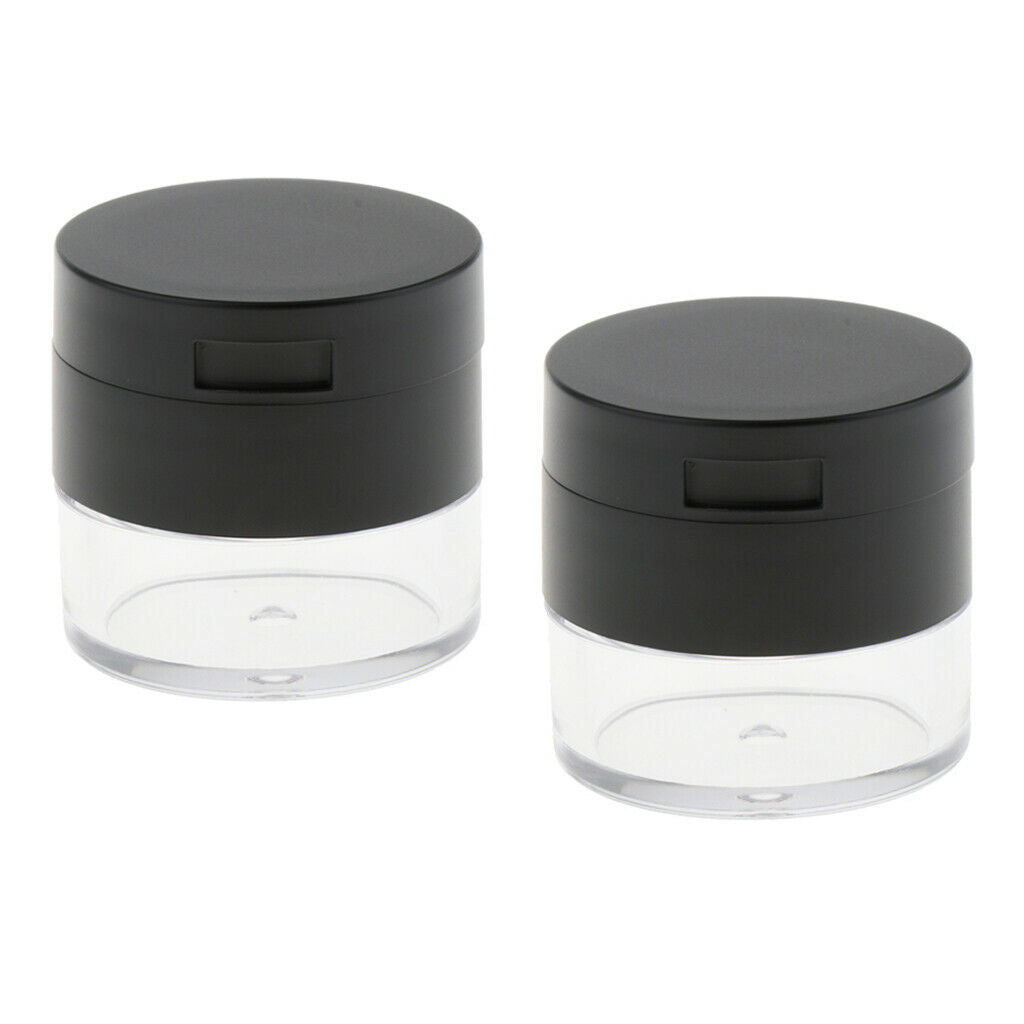 2x 3G Empty DIY Face Powder Case Round Plastic Blusher Jar w/ Sifter&Mirror