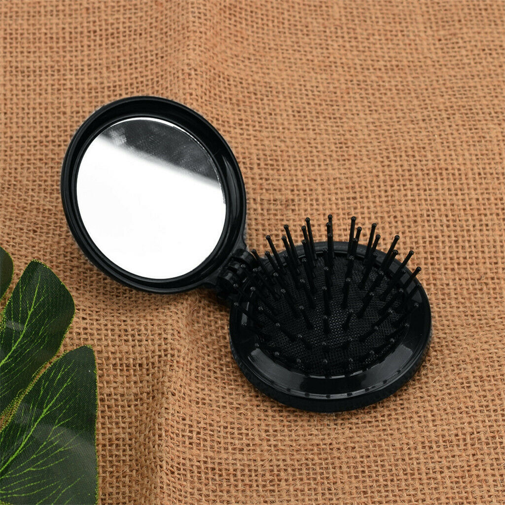 Travel Folding Hair Comb Mini Air Cushion Scalp Massage Comb Brush Black