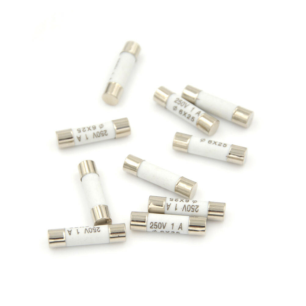 10x 6 x 25mm Ceramic Fuse Electric 250V 1A Fast Blow Ceramic Fus.l8