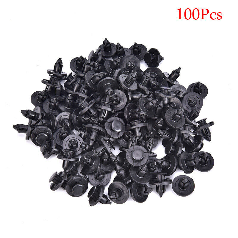 100x 8mm Plastic Rivet Fastener Mud Flaps Bumper Fender Push Clips For Ni.l8