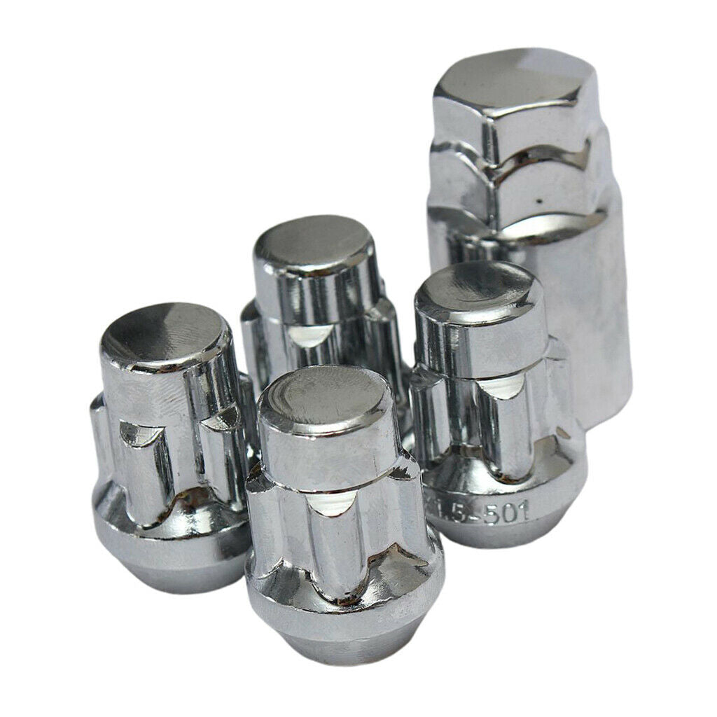 12x1.5mm Chromed Locking Wheel Lock Bolts 4pcs Security Nuts with ONE Key