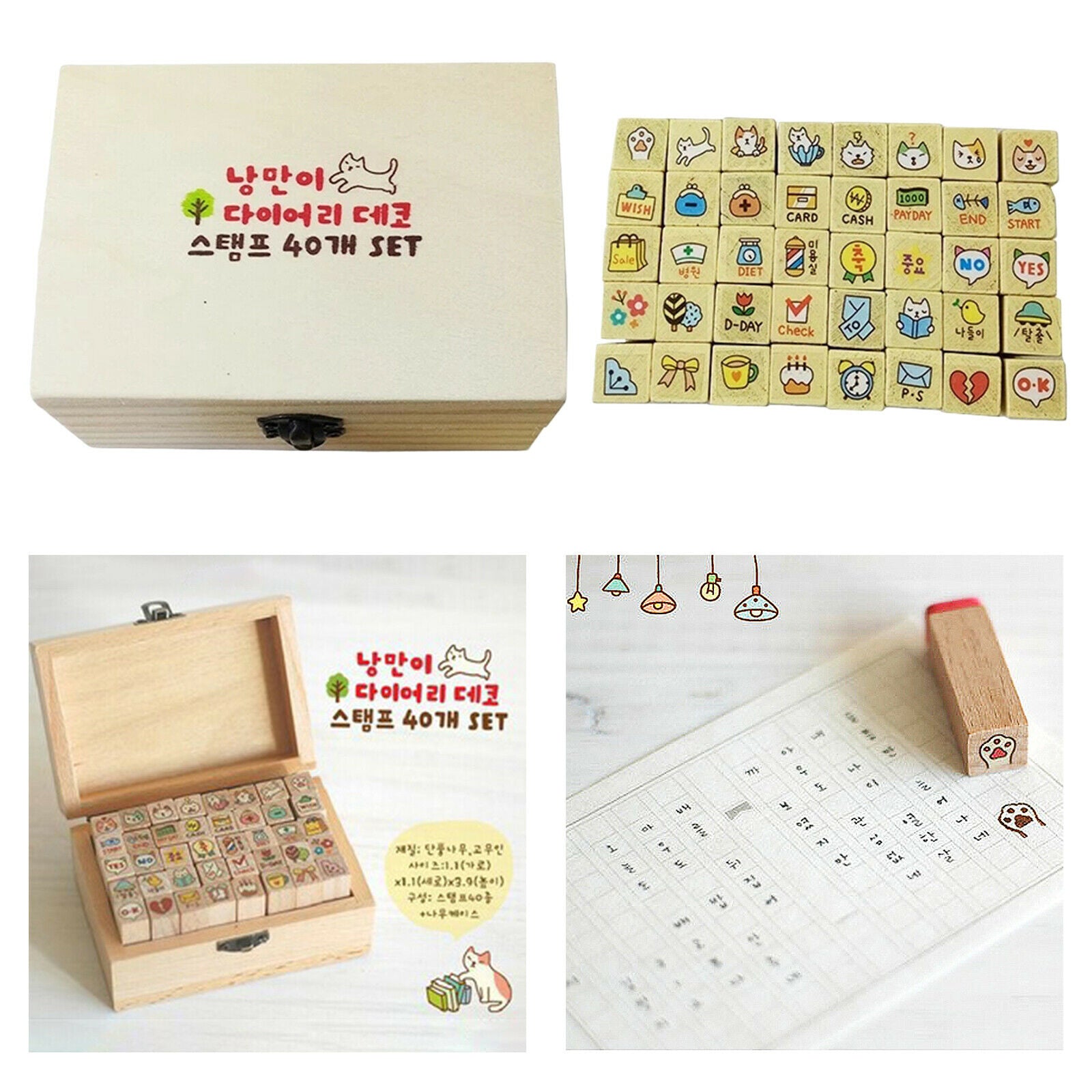 Cute Cartoon Stamps Set Multipurpose DIY Diary Cards Cat Stamps Craft, 40 pcs