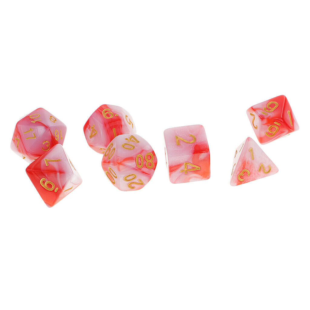 7 Dice Polyhedral Dice D4-D20 Multi Side Dices Set Board Game Red White
