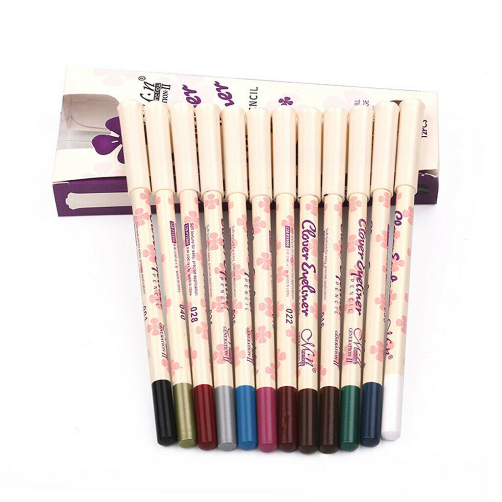 12pcs/Kit 12 Colors Professional Eyeliner Makeup Waterproof Eye Liner Pencil