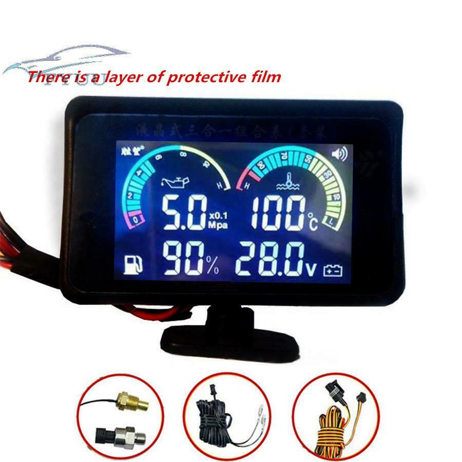 4in1 LCD Excavator Car Oil Pressure+ Voltmeter +Water Temperature+Oil Fuel Gauge