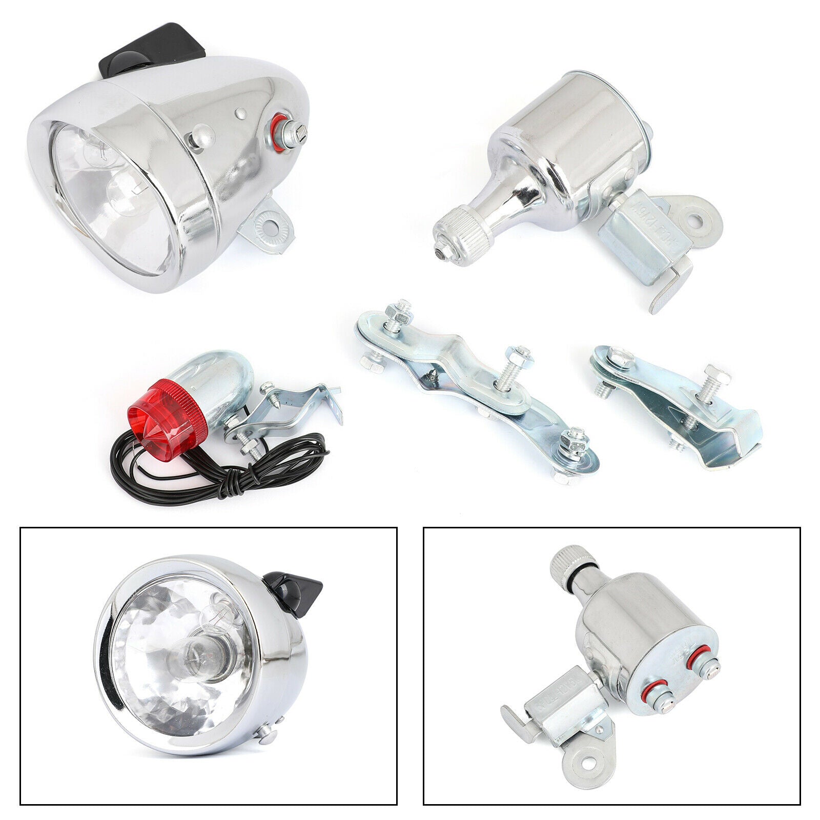 12V 6W Motorized Bicycle Friction Generator Headlight Tail Light Kit U.S AF6