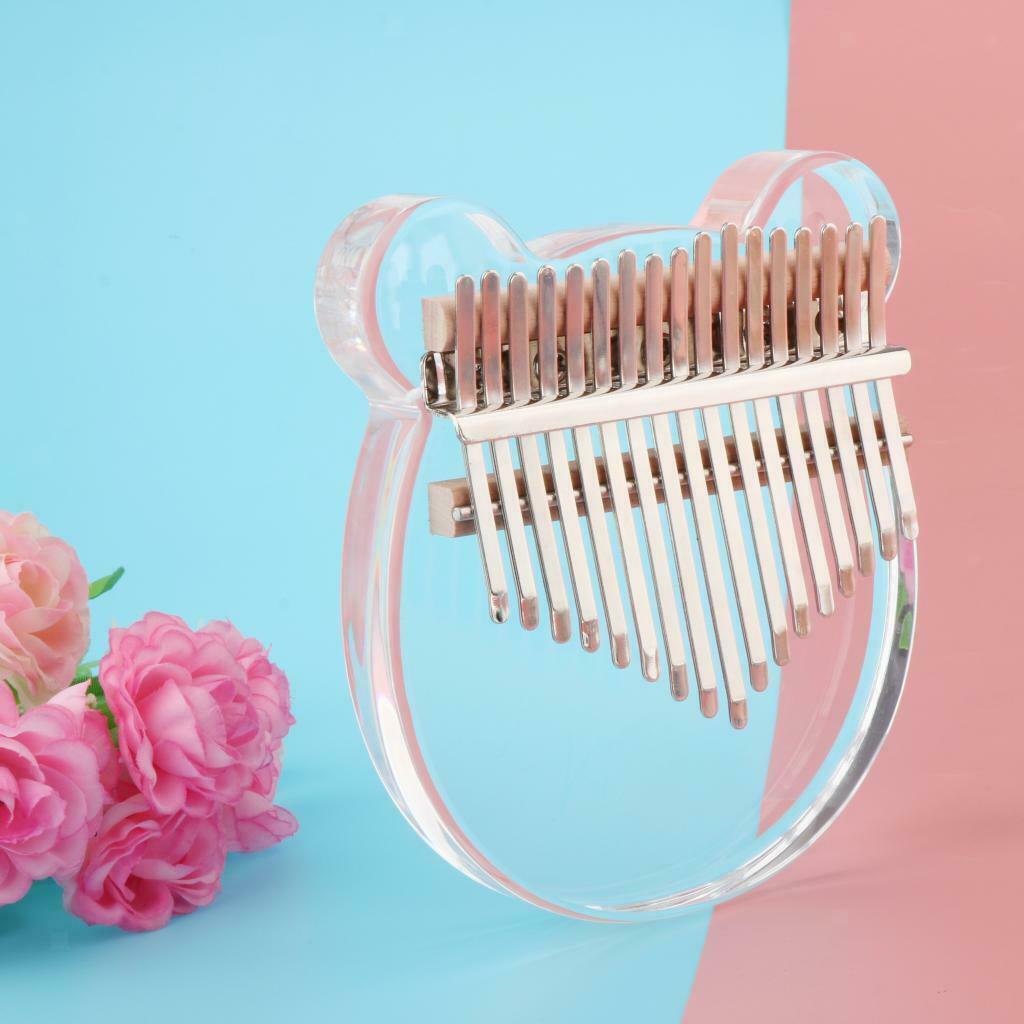 17 Key Transparent Kalimba Thumb Piano Instrument + Case and Tune Hammer