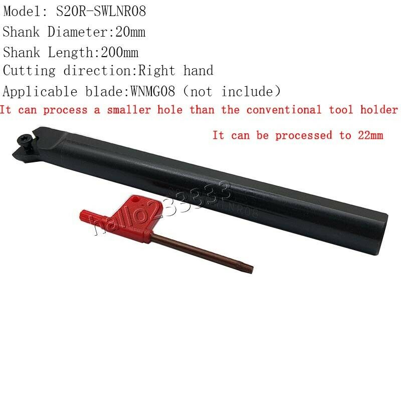 S20R-SWLNR08  (20×200mm)Lathe Internal Turning Tool Holder Boring Bar For WNMG08